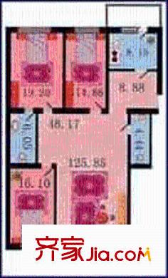 金河小區(qū)戶型圖3室1廳2衛(wèi)1廚
