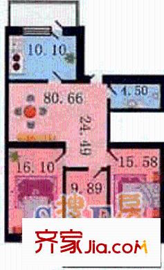 金河小區(qū)戶型圖3室1廳2衛(wèi)1廚
