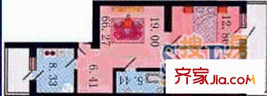 金河小區(qū)戶型圖2室1廳1衛(wèi)1廚