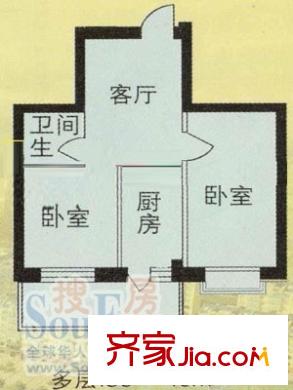 鴻朗花園戶型圖戶型圖 2室1廳1衛(wèi)1廚
