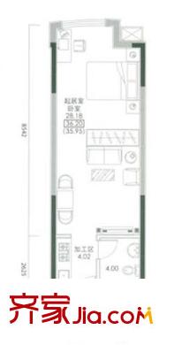 經(jīng)緯360戶型圖一室一廳36.20平方米 1室1廳1衛(wèi)1廚