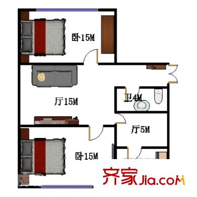 信恒花園戶型圖戶型圖 2室2廳1衛(wèi)1廚