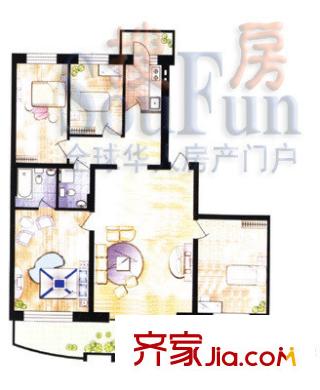 南京花園戶型圖3室2廳2衛(wèi)1廚