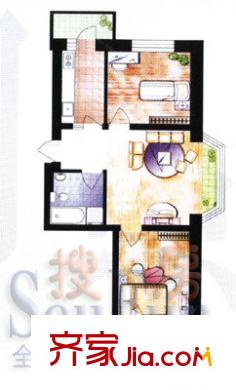 南京花園戶型圖2室1廳1衛(wèi)1廚