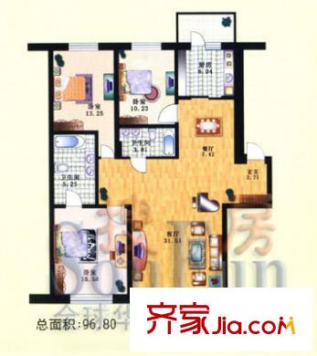 大自然家園戶型圖2室1廳2衛(wèi)1廚