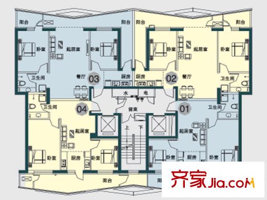 方遠(yuǎn)?濱江國(guó)際B2棟2單元10-18層01戶型 2室1廳1衛(wèi)1廚