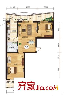 方遠(yuǎn)?濱江國(guó)際C3-1-03戶型 2室1廳1衛(wèi)1廚