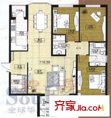 美霖嘉園戶型圖戶型圖 2室2廳2衛(wèi)1廚