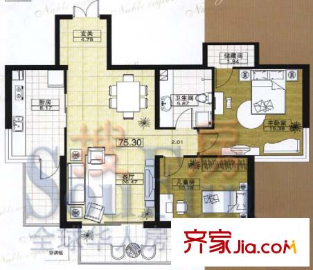 美霖嘉園戶型圖戶型圖 2室2廳1衛(wèi)1廚