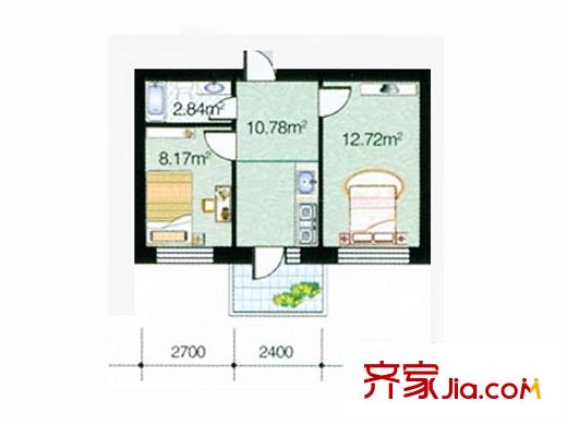 常盛源戶型圖戶型 使用面積34.51平方米 2室1廳1衛(wèi)1廚