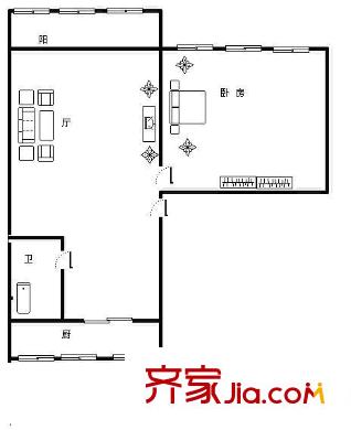 成套小區(qū)戶型圖2室1廳1衛(wèi)1廚