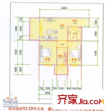 沃華水岸戶(hù)型圖1 2室1廳1衛(wèi)1廚