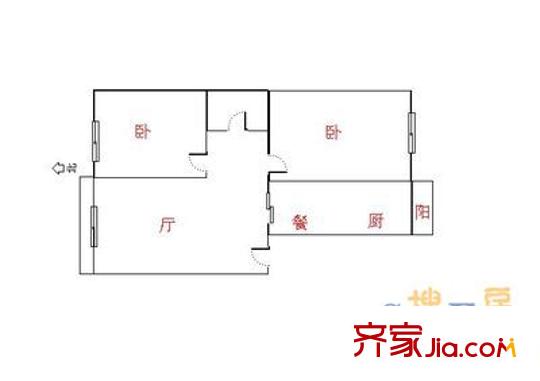 三輔花園 2室 戶型圖