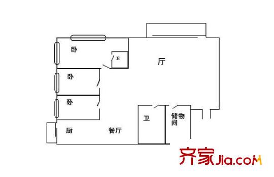 時(shí)代廣場(chǎng) 3室 戶型圖