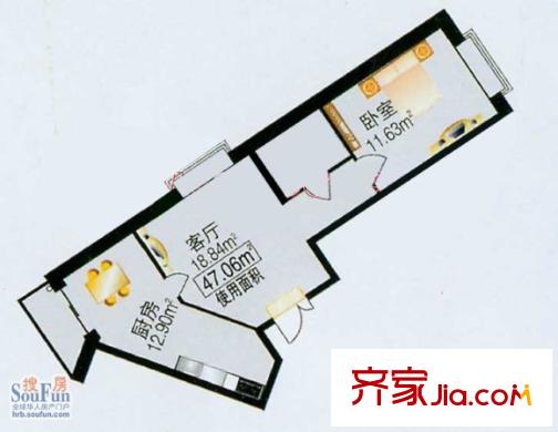 楓橋國際戶型圖戶型圖 1室1廳1衛(wèi)1廚