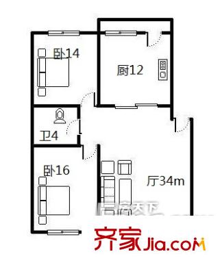 華風嘉園2室1廳1衛(wèi)1廚