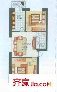 常青家園戶型圖二期二室戶型 2室1廳1衛(wèi)1廚