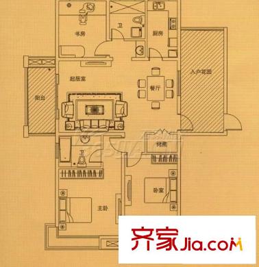 時(shí)代廣場(chǎng) 4室 戶型圖