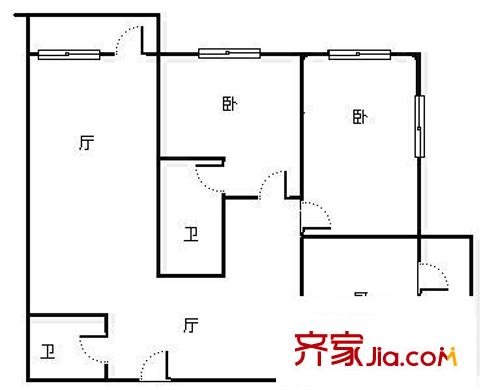 時(shí)代廣場(chǎng) 2室 戶型圖