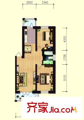北?；▓@戶型圖戶型圖 使用面積71.70平方米 2室1廳1衛(wèi)1廚
