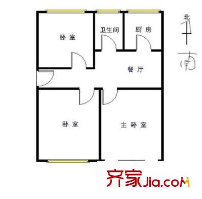 樂園小區(qū) 2室 戶型圖