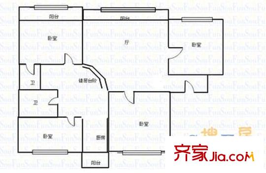 綠圓小區(qū) 4室 戶型圖