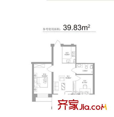 弘基世紀(jì)城戶型圖一室一廳一書房 1室1廳1衛(wèi)1廚