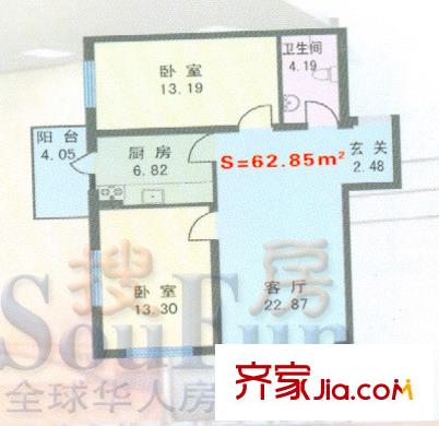 城東新居戶型圖戶型圖 2室1廳1衛(wèi)1廚