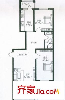 東方玫瑰園戶型圖高層戶型  2室1廳1衛(wèi)1廚