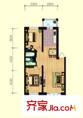 北?；▓@戶型圖戶型圖 使用面積73.59平方米 2室1廳1衛(wèi)1廚