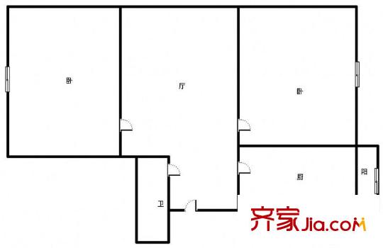 教化小區(qū) 2室 戶型圖