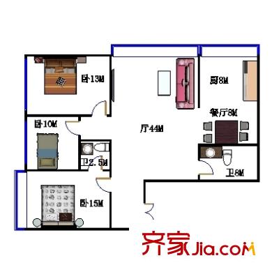 綠圓小區(qū) 3室 戶型圖