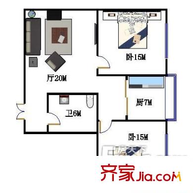 哈量新區(qū)2室1廳1衛(wèi)1廚