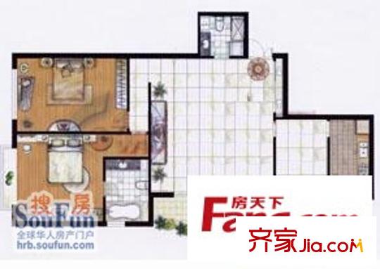 帝景小區(qū)戶型圖戶型圖 2室2廳1衛(wèi)1廚