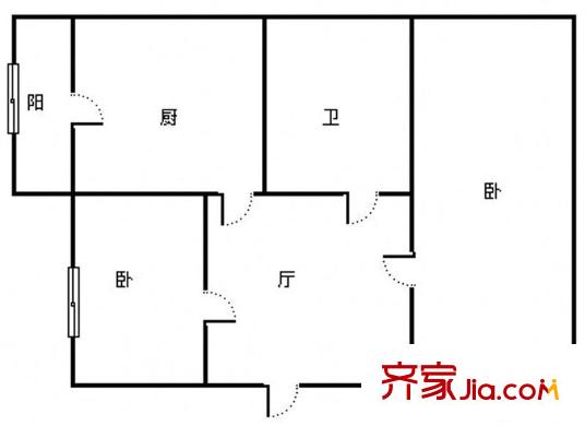 教化小區(qū) 2室 戶型圖