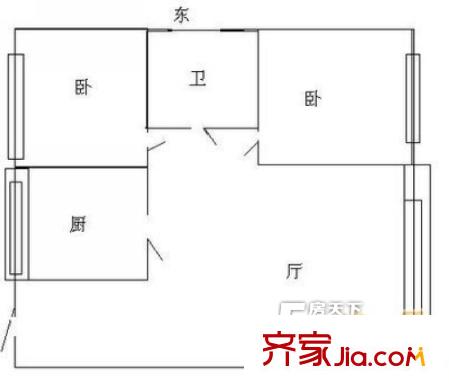 文成花園戶型圖戶型圖 2室1廳1衛(wèi)1廚