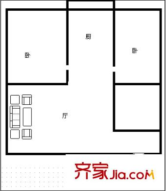 松研小區(qū) 2室 戶型圖