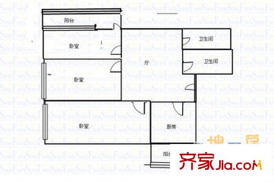 華山小區(qū) 3室 戶型圖