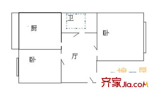 熱電廠家屬樓 2室 戶型圖