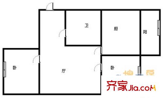 華山小區(qū) 2室 戶型圖