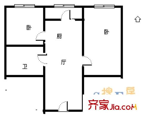 華山小區(qū) 2室 戶型圖