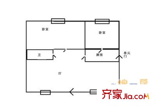 聯(lián)部小區(qū) 2室 戶(hù)型圖
