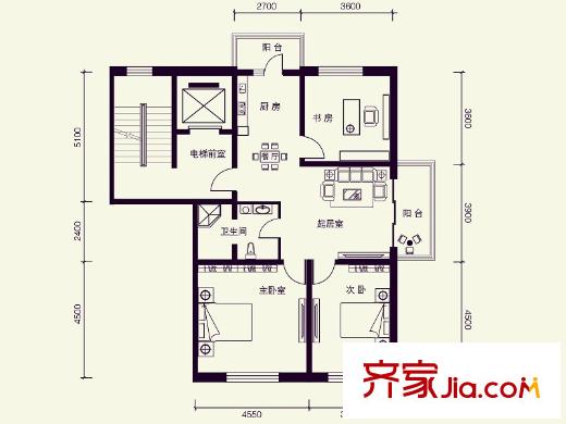 盛世香灣A1戶(hù)型 3室2廳1衛(wèi)1廚