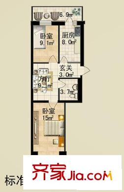 金馬花園戶型圖兩室一廳52.2平方米 2室1廳1衛(wèi)1廚