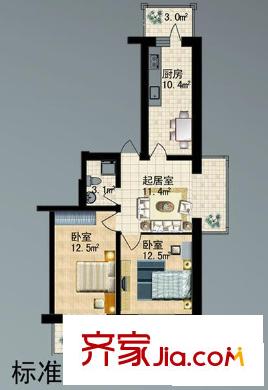 金馬花園戶型圖兩室一廳51.9平方米 2室1廳1衛(wèi)1廚