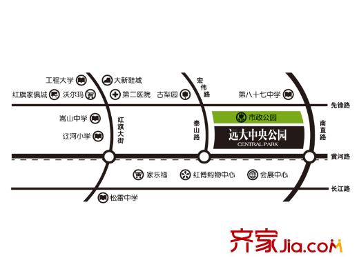 遠(yuǎn)大中央公園交通圖交通區(qū)位圖