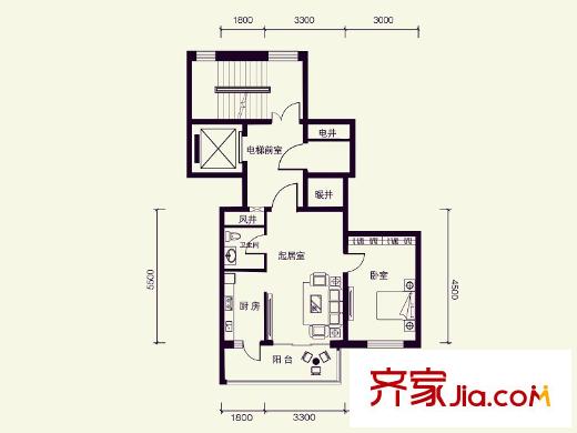 盛世香灣B2戶(hù)型 2室1廳1衛(wèi)1廚