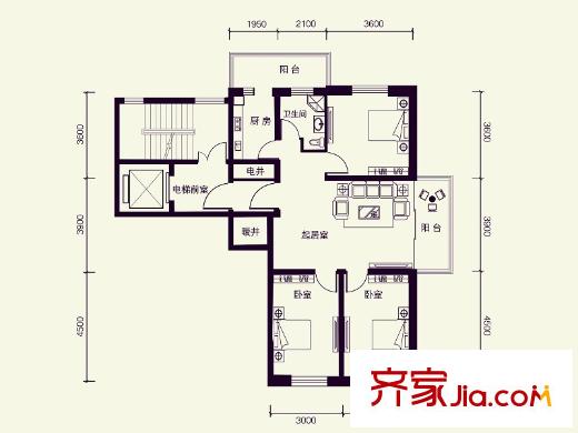 盛世香灣C1戶(hù)型 3室1廳1衛(wèi)1廚