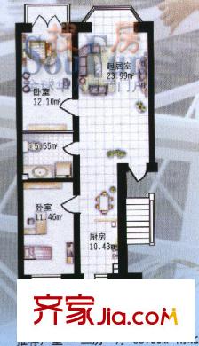 旭輝苑戶型圖2室1廳1衛(wèi)1廚