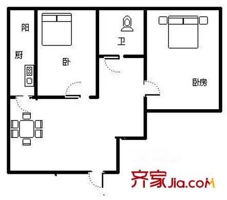 文君花園 2室 戶型圖